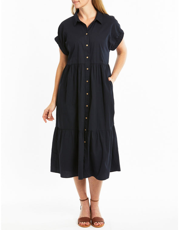 Ruffle Shirt Dress - Indigo