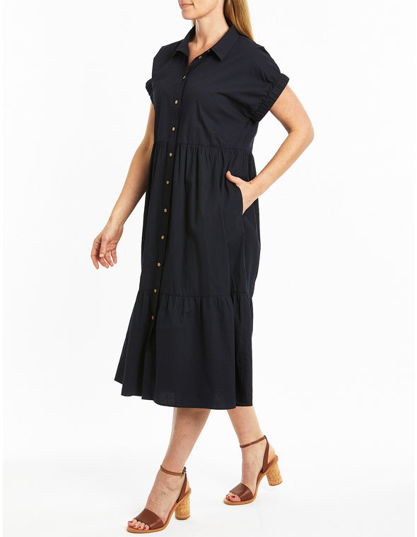 Ruffle Shirt Dress - Indigo