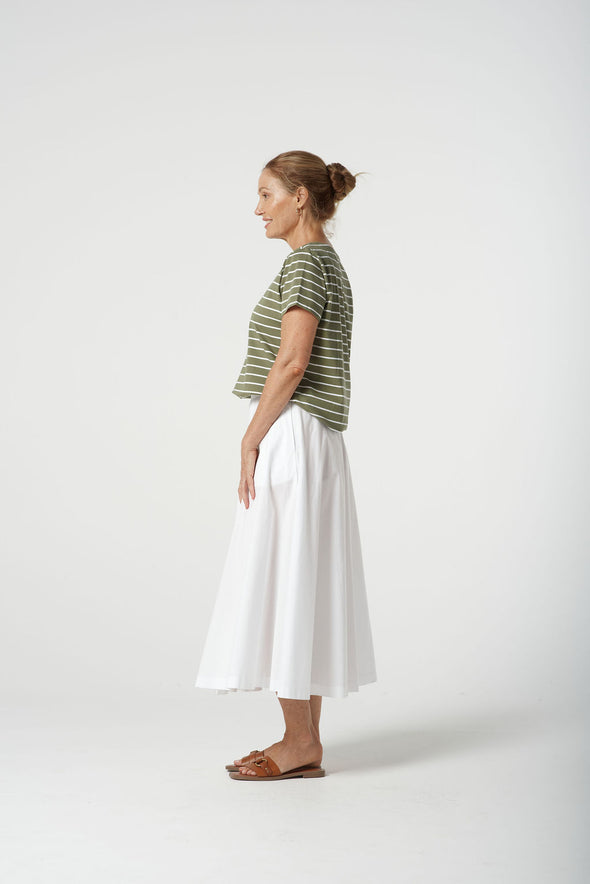 Relax Cotton Tee - Sage/White