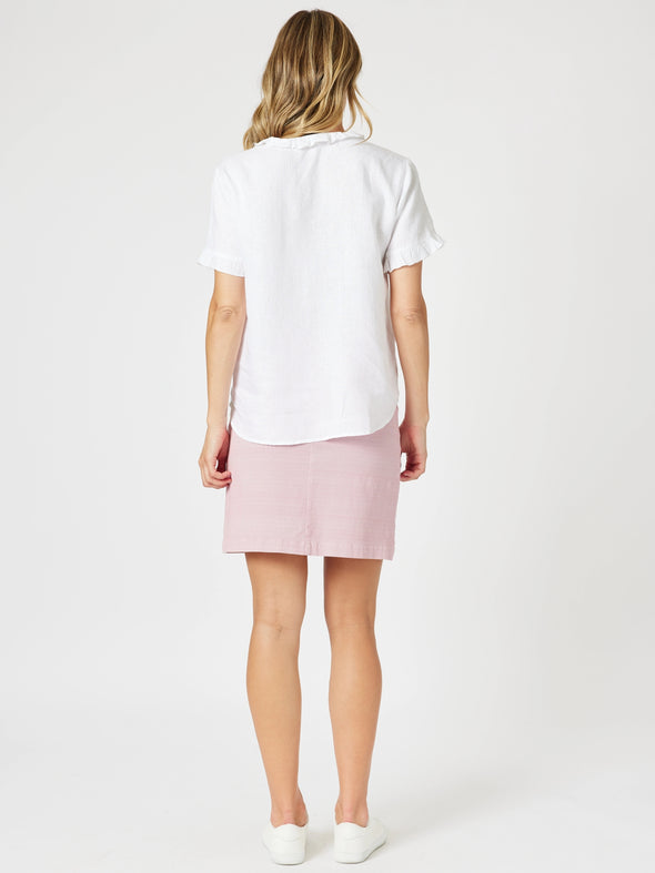 Tiffany Ruffle Linen Top - White