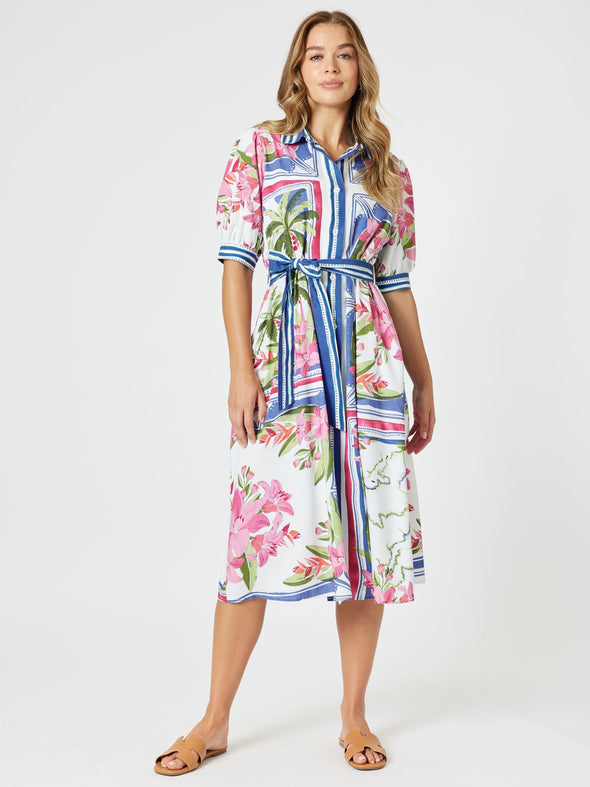 Monaco Midi Shirt Dress - Sardinia Blue