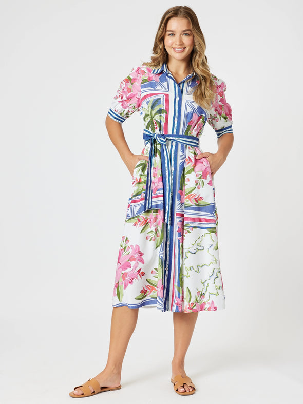 Monaco Midi Shirt Dress - Sardinia Blue