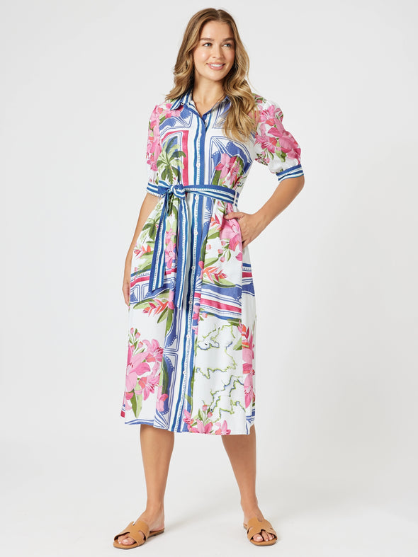 Monaco Midi Shirt Dress - Sardinia Blue