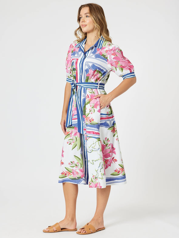 Monaco Midi Shirt Dress - Sardinia Blue