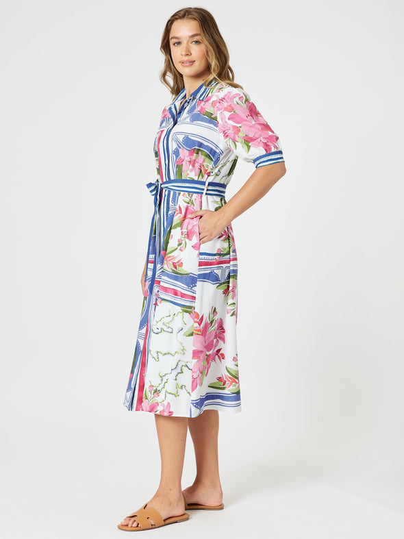 Monaco Midi Shirt Dress - Sardinia Blue