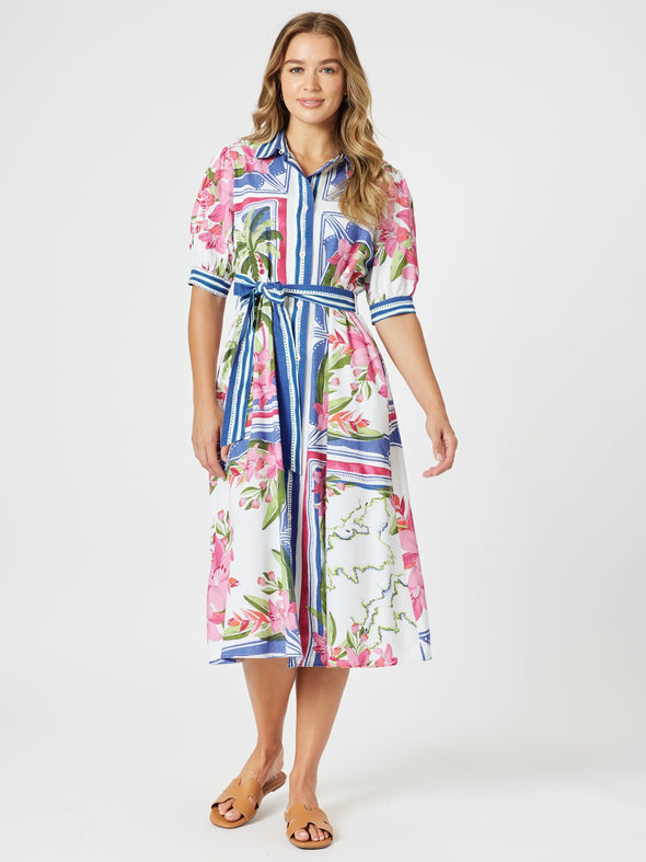 Monaco Midi Shirt Dress - Sardinia Blue