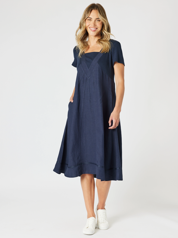 Lino Le Marais Dress - Navy