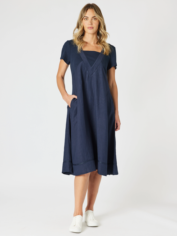 Lino Le Marais Dress - Navy