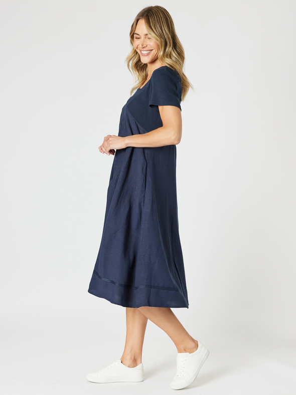 Lino Le Marais Dress - Navy