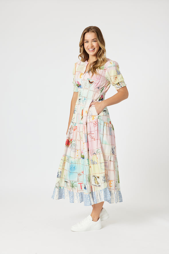 Capri Print Maxi Dress - Pastel Pink Multi