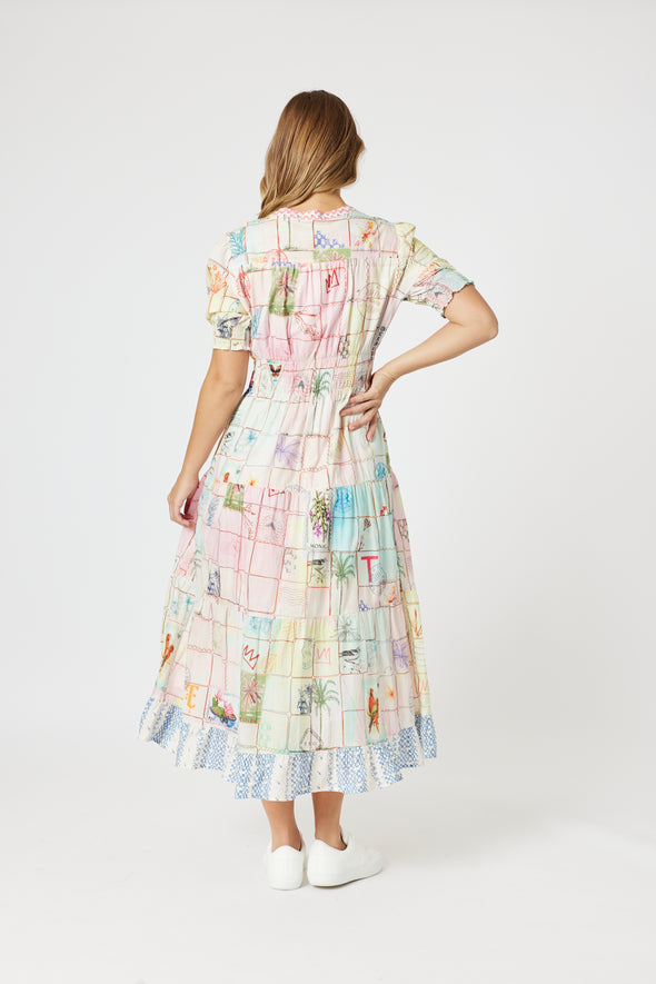 Capri Print Maxi Dress - Pastel Pink Multi