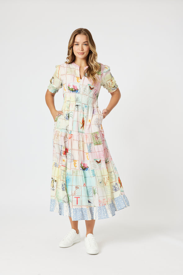 Capri Print Maxi Dress - Pastel Pink Multi