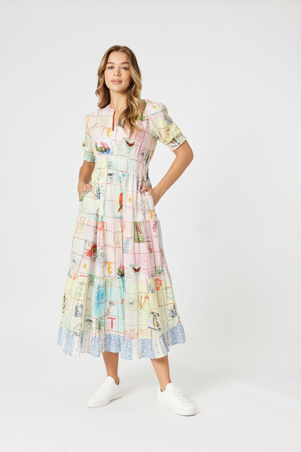 Capri Print Maxi Dress - Pastel Pink Multi