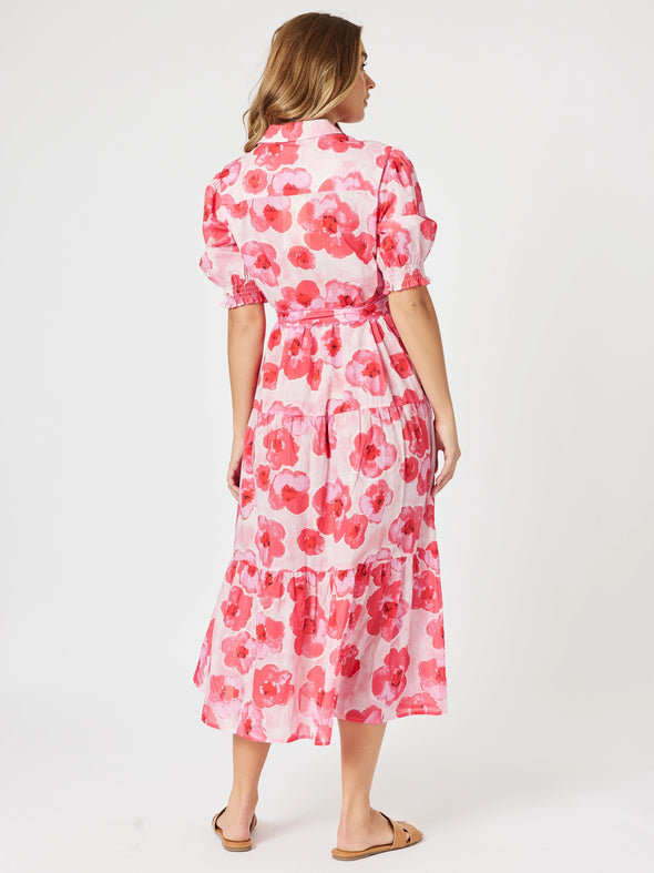 Pink Poppy Floral Midi Dress
