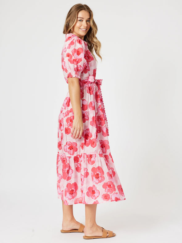 Pink Poppy Floral Midi Dress
