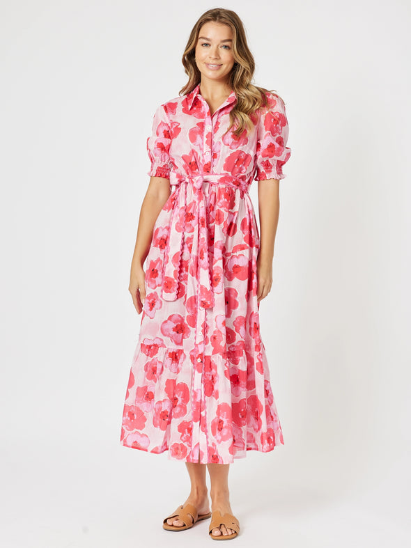 Pink Poppy Floral Midi Dress