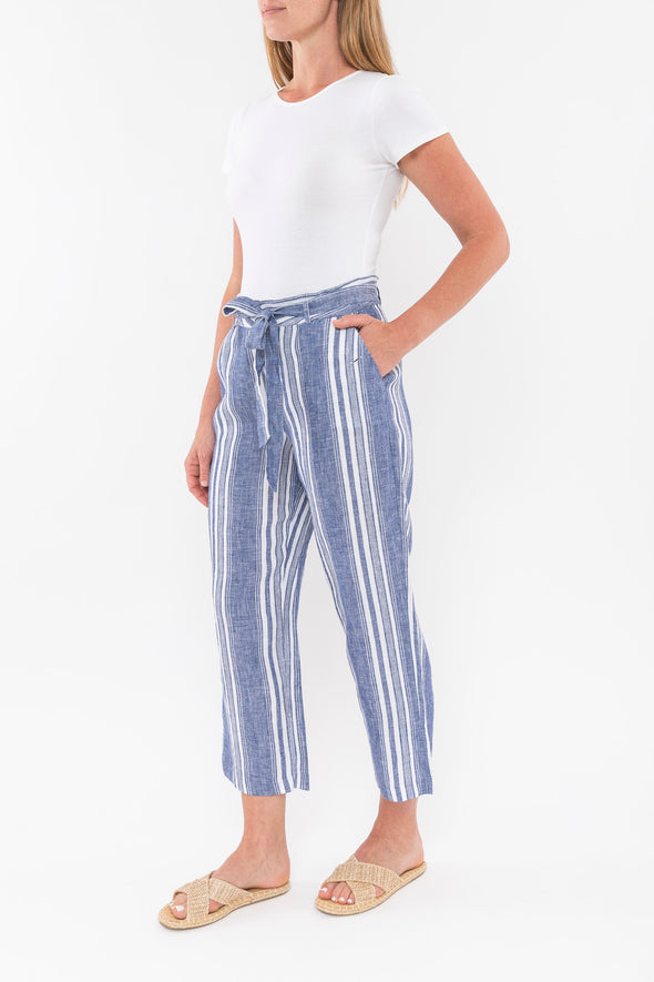 Stripe Linen Pant - Indigo