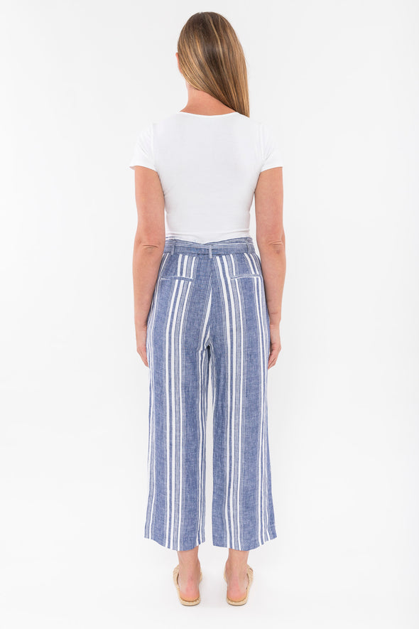 Stripe Linen Pant - Indigo