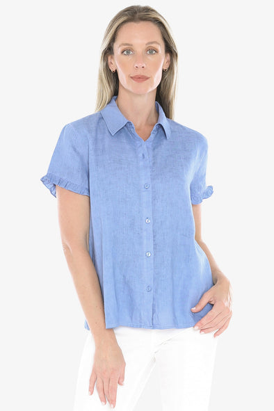 Coastal Pigment Dyed Ruffle Shirt