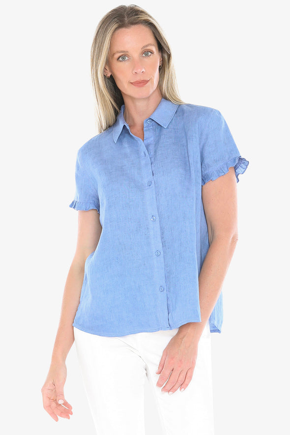Coastal Pigment Dyed Ruffle Shirt