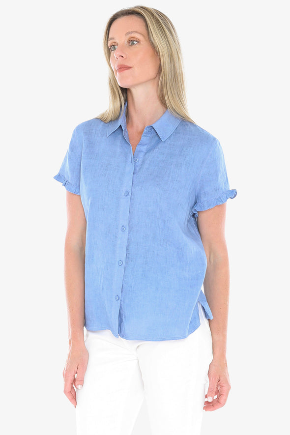 Coastal Pigment Dyed Ruffle Shirt