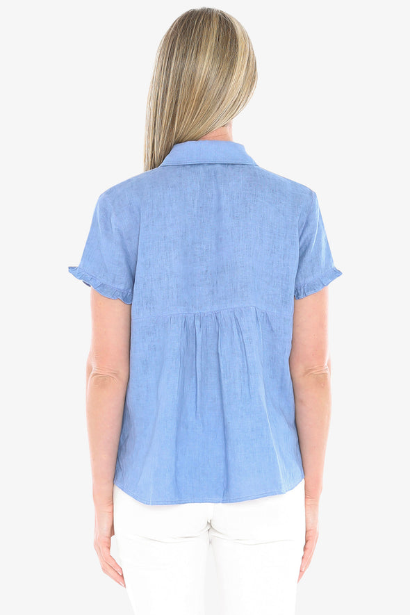 Coastal Pigment Dyed Ruffle Shirt
