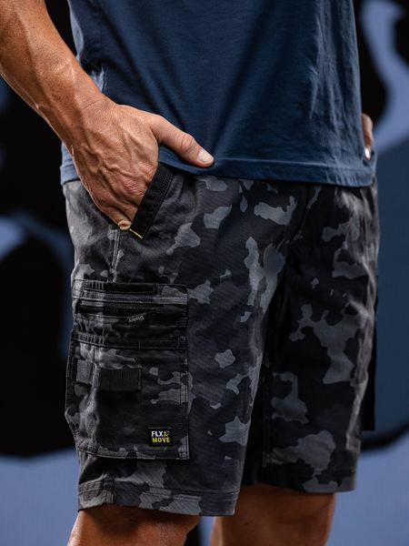 Bisley Flex Move Stretch Cargo Camo Short -Charcoal