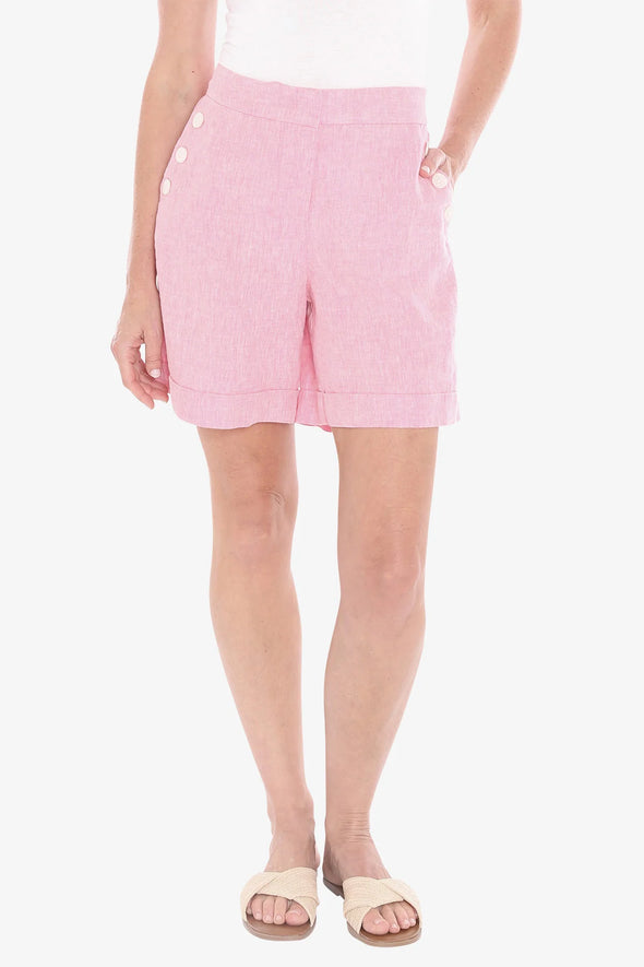 Button Pocket Short - Flamingo