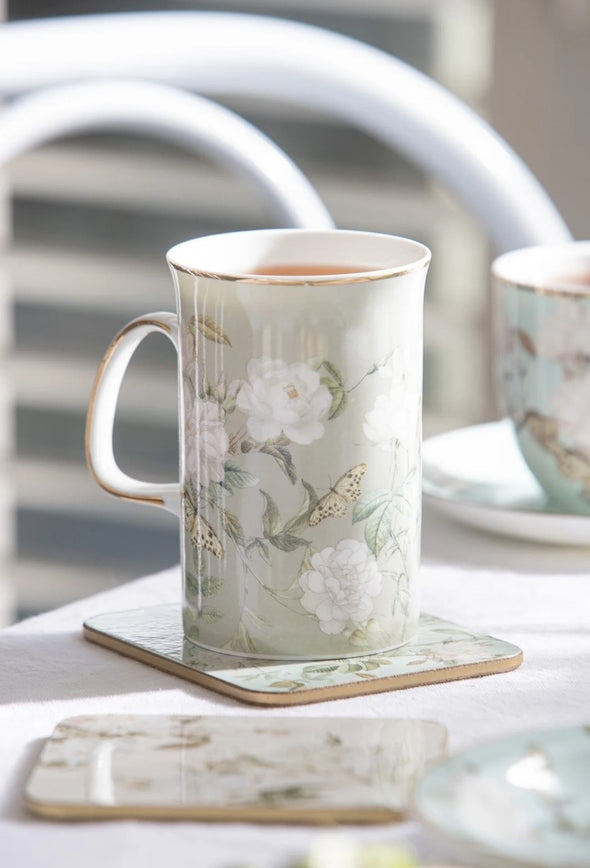 Elegant Rose Mug - Green