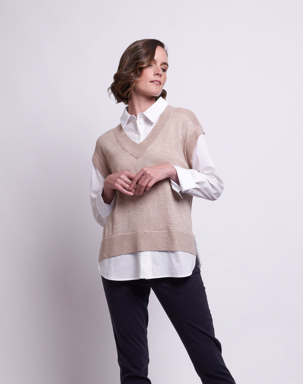 FOIL Knit Happens Sweater - Birch /White