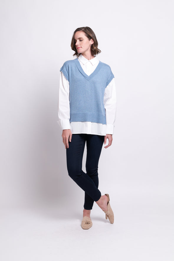 FOIL Knit Happens Sweater - Tidal /White