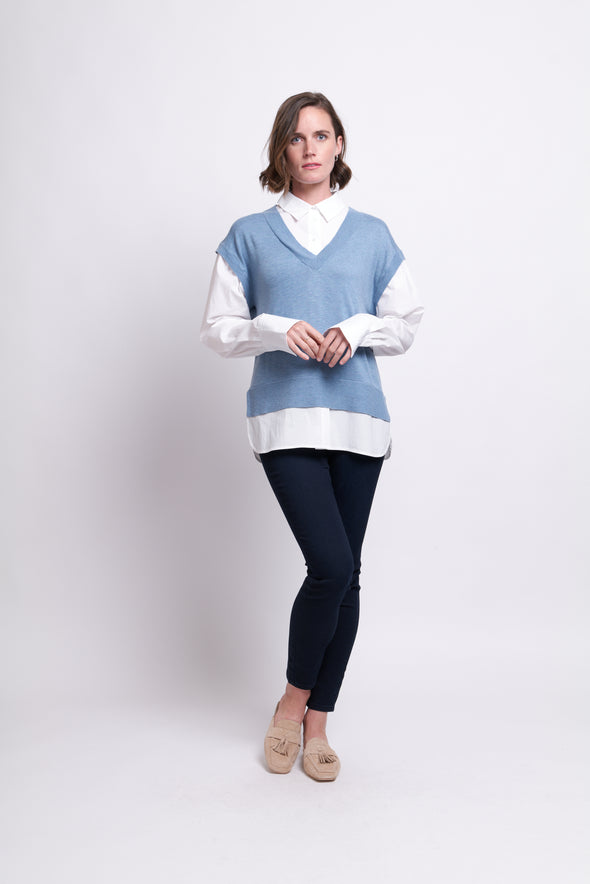 FOIL Knit Happens Sweater - Tidal /White
