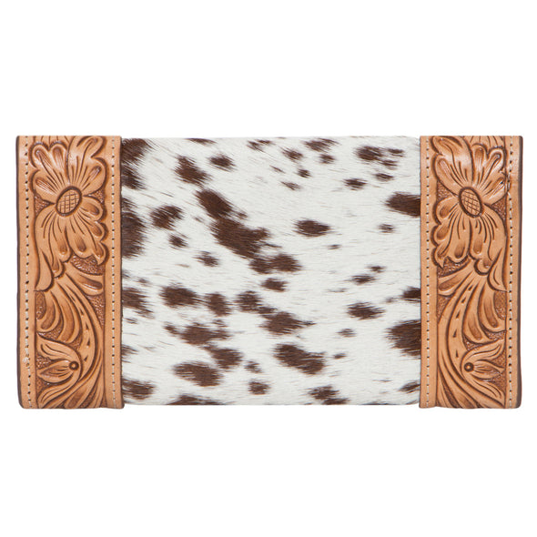 Cuba Trifold Cowhide Wallet with Hand Tooled Leather