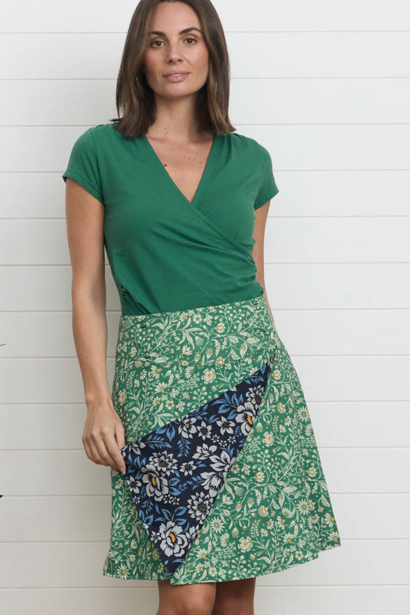 Chameleon Reversible Skirt - Ivy Camellia