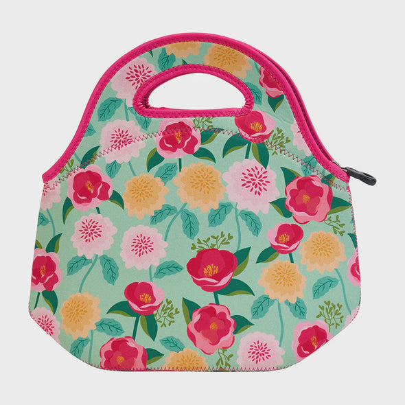 Lunch Bag - Neoprene - Camellias Mint