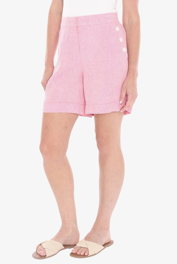 Button Pocket Short - Flamingo