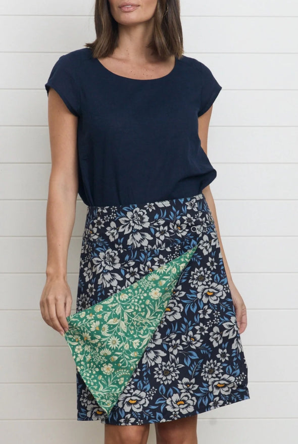 Chameleon Reversible Skirt - Ivy Camellia