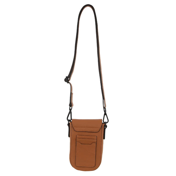 Pierre Cardin Leather Rustic Phone Bag - Cognac