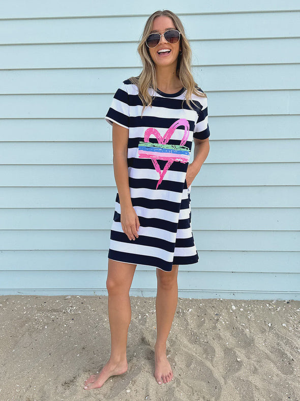 Pink Heart Stripe Dress