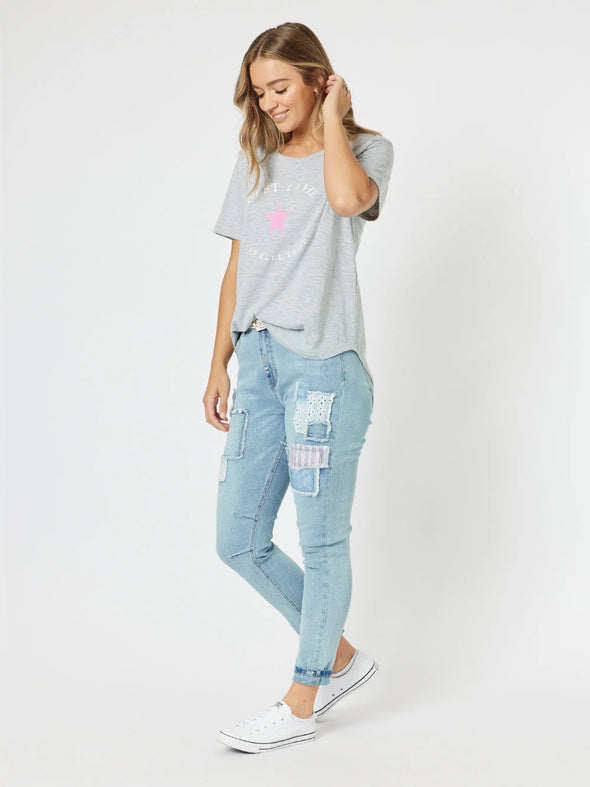 Taylor Patch Jeans - Denim