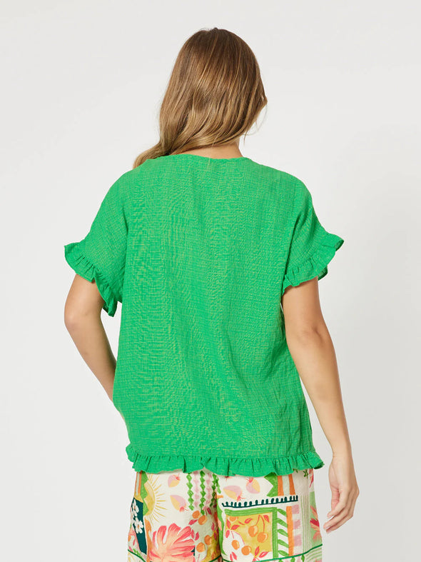 Tulum V Neck Top - Emerald