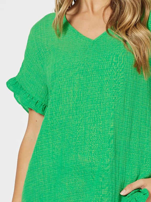 Tulum V Neck Top - Emerald