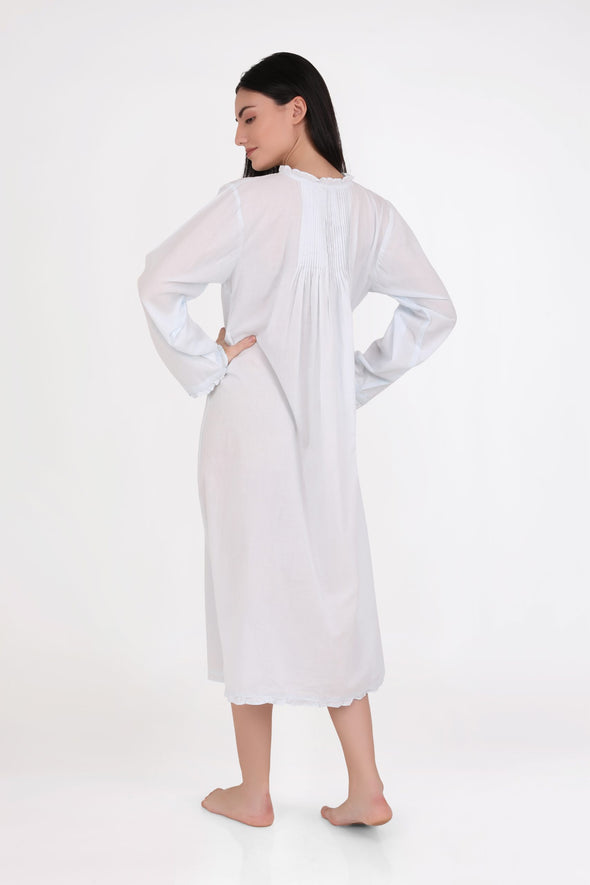 Arabella Long Sleeve Nightie - Pastel Blue