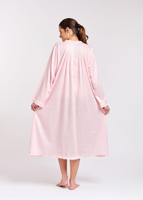 Arabella Long Sleeve Nightie - Pink Gingham