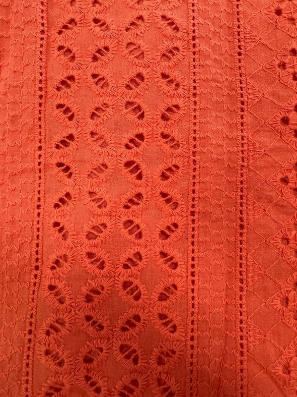 Bohemian Cotton Eyelet Lined Top - Rust