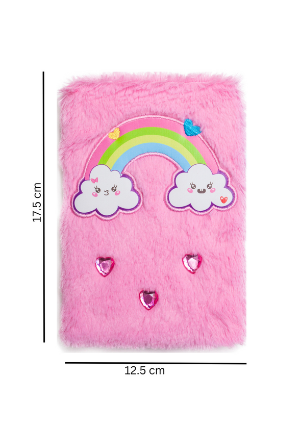Note Pad And Fluffy Pen Set - Rainbow