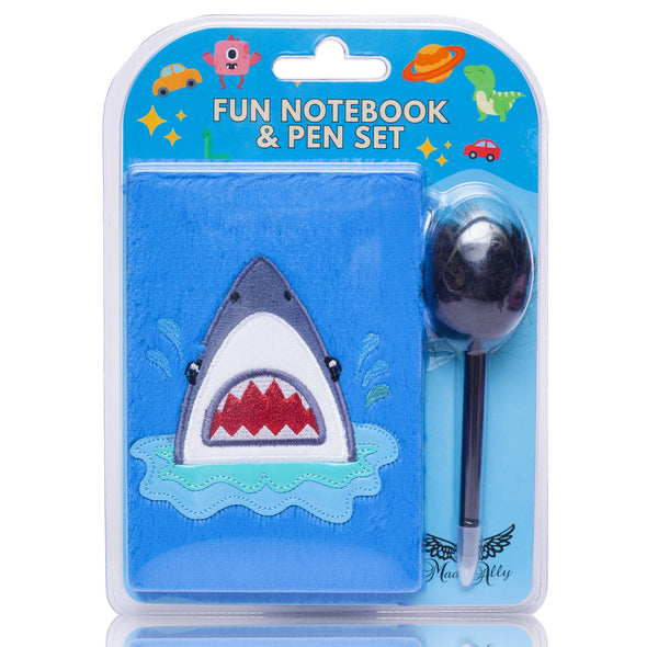 Note Pad And Fluffy Pen Set - Shark