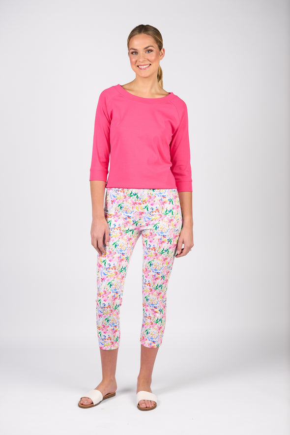 Vassalli Printed Skinny Leg 7/8 Pull On Pant - Porto