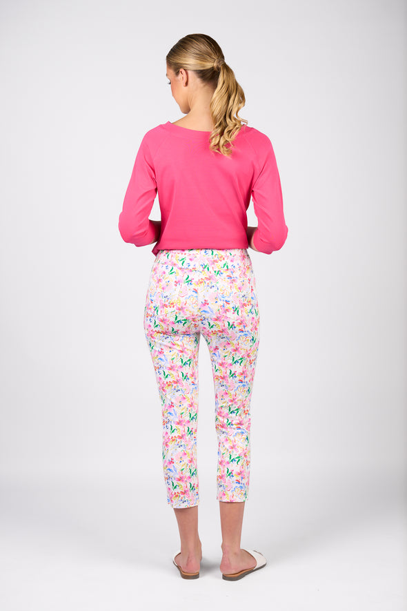 Vassalli Printed Skinny Leg 7/8 Pull On Pant - Porto