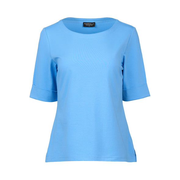 Vassalli Boat Neck Top - Sky